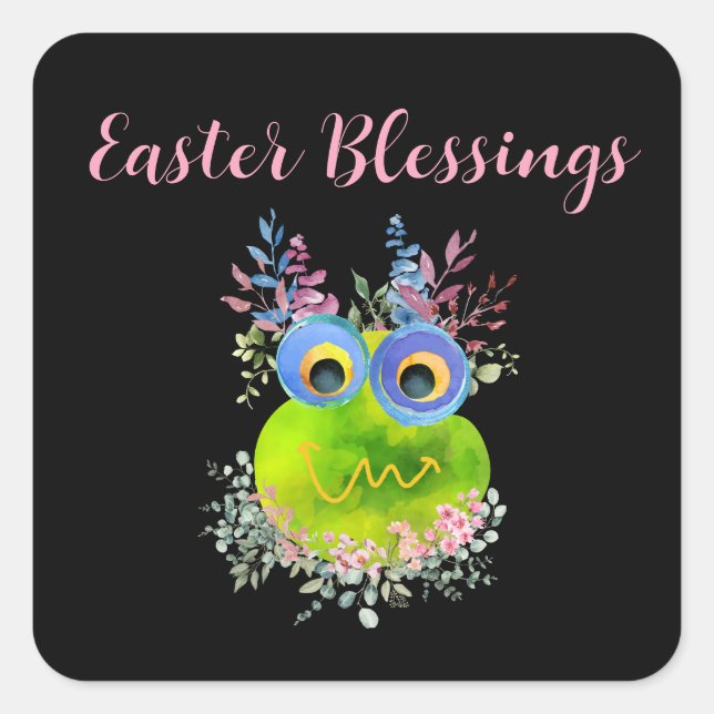Pegatina Cuadrada Cute Bird Easter Blessing Art Work (Anverso)