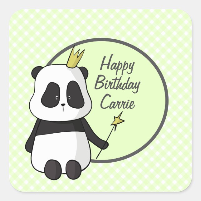Pegatina Cuadrada Cute Birthday Panda (Anverso)
