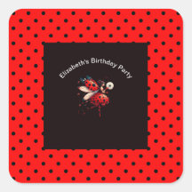 Cute Black & Red Ladybug Fairy Birday Party