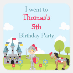 Pegatina Cuadrada Cute Blonde Knight 'Fui a'