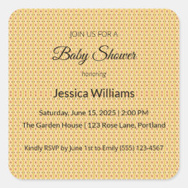 Pegatina Cuadrada Cute Boho Baby Shower Género neutro, Personalizabl