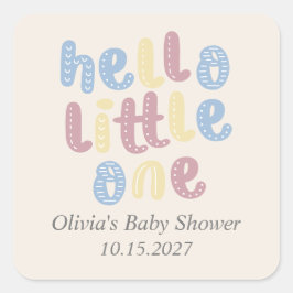 Pegatina Cuadrada Cute Boho Hello Little One Baby Shower