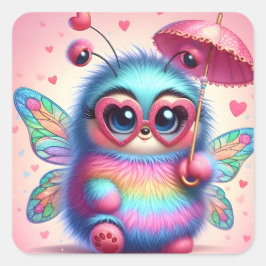 Pegatina Cuadrada Cute Bumble Bee