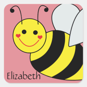 Pegatina Cuadrada Cute Bumble Bee Personalizado