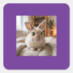 Pegatina Cuadrada Cute bunny card