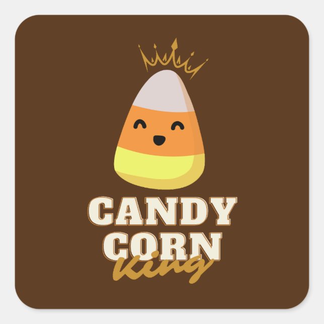 Pegatina Cuadrada Cute Candy Corn King Acción de Gracias (Anverso)