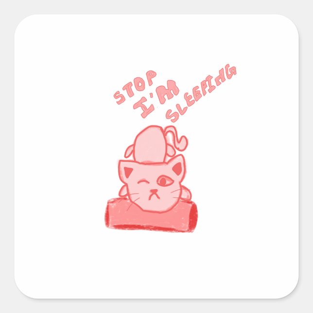 Pegatina Cuadrada Cute cat sleeping  (Anverso)