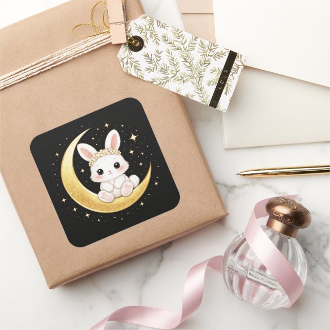 Pegatina Cuadrada Cute Celestial Easter Bunny Square Sticker (Regalar)