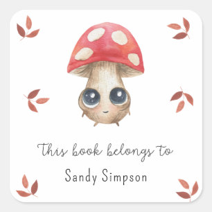Pegatina Cuadrada Cute champihroom - este libro pertenece a