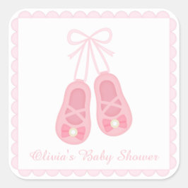 Pegatina Cuadrada Cute Chica Shoes Ballerina Baby Shower Labels