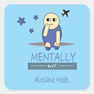 Pegatina Cuadrada Cute Chimy Mentally on Airplane Mode Sticker