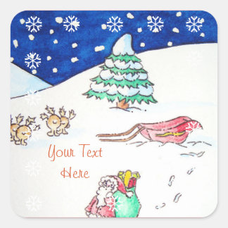 Pegatina Cuadrada Cute christmas santa Sticker