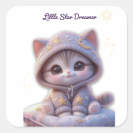 Pegatina Cuadrada Cute Cosmic Cat Sticker