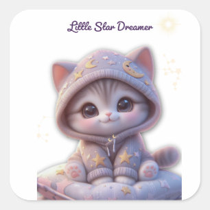Pegatina Cuadrada Cute Cosmic Cat Sticker