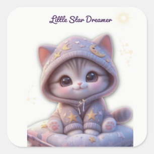 Pegatina Cuadrada Cute Cosmic Cat Sticker