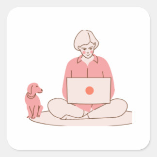Pegatina Cuadrada Cute Cozy Aesthetic Girl Sticker