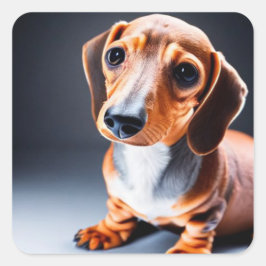 Pegatina Cuadrada Cute Dachshund