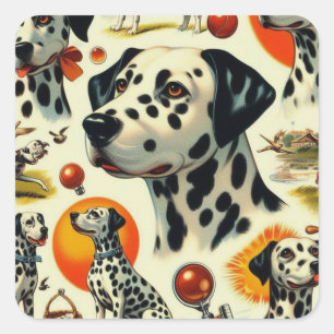 Pegatina Cuadrada Cute Dalmatian Seamless