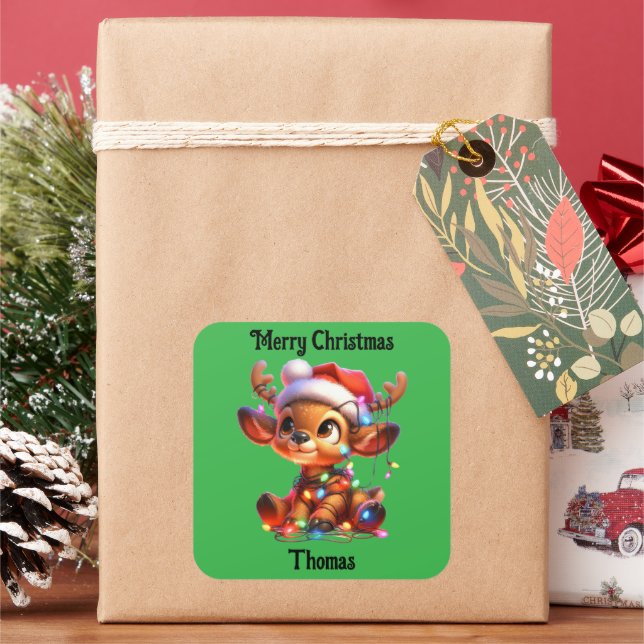 Pegatina Cuadrada cute deer Christmas holiday Sticker (Vacaciones)