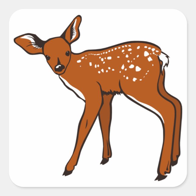 Pegatina Cuadrada Cute Deer Fawn (Anverso)