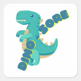 Pegatina Cuadrada Cute dino
