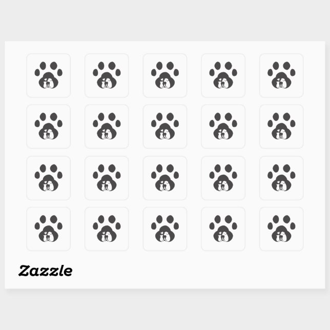 Pegatina Cuadrada Cute Dog Paw Love Sticker Sheet (Hoja)