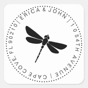 Pegatina Cuadrada Cute Dragonfly Dirección de Retorno Personalizada