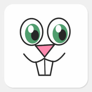 Pegatina Cuadrada Cute Easter Bunny Face