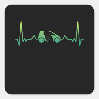 Pegatina Cuadrada Cute Electric Vehemente Car Heartbeat Gift EV