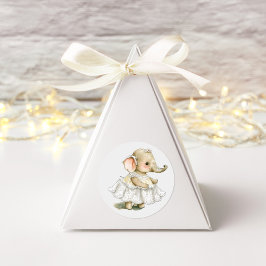 Pegatina Cuadrada Cute Elefante Acuarela 