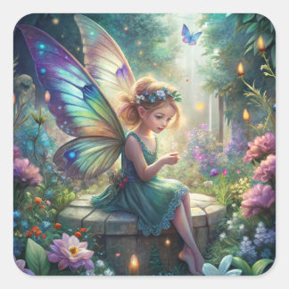 Pegatina Cuadrada Cute Fairy