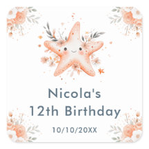 Cute Floral Starfish Birthday Party