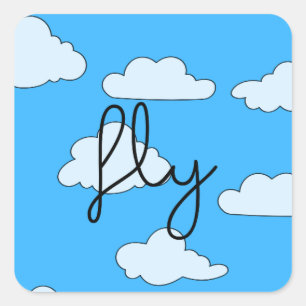 Pegatina Cuadrada Cute Fly Sky Clouds Sticker