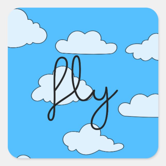 Pegatina Cuadrada Cute Fly Sky Clouds Sticker (Anverso)