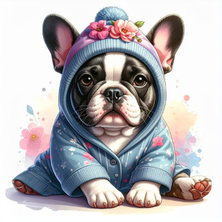 Pegatina Cuadrada Cute French Bulldog Puppy Sticker