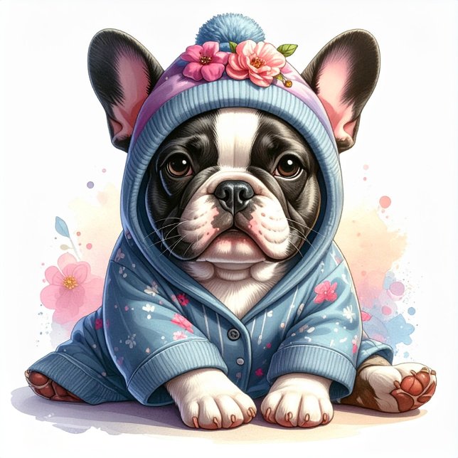 Pegatina Cuadrada Cute French Bulldog Puppy Sticker (Subido por el creador)