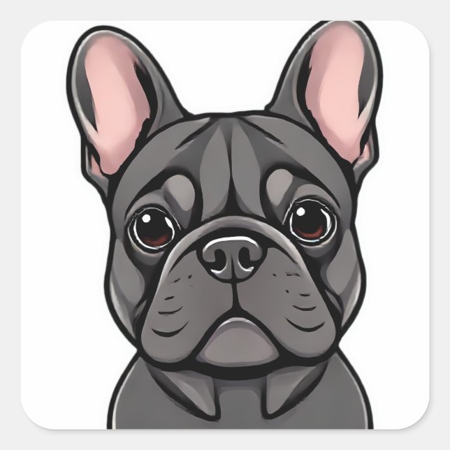 Pegatina Cuadrada Cute French Bulldog Sticker | Adorable Frenchie Lo (Anverso)