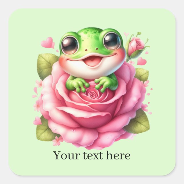 Pegatina Cuadrada Cute frog lovers customizable  (Anverso)