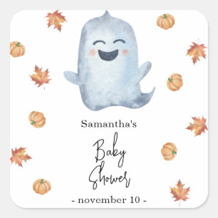 Pegatina Cuadrada Cute ghost - baby shower en español