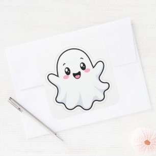 Pegatina Cuadrada Cute Ghost Halloween Sticker - Spooky Kawaii Vinil