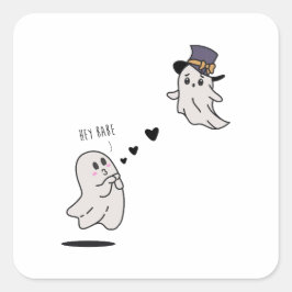 Pegatina Cuadrada Cute ghosts couple talking