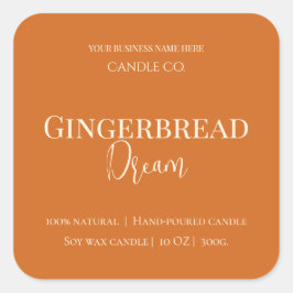 Pegatina Cuadrada Cute Gingerbread Man Christmas Candle Label