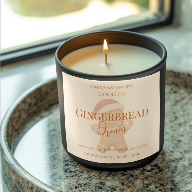 Pegatina Cuadrada Cute Gingerbread Man Christmas Candle Label (Subido por el creador)