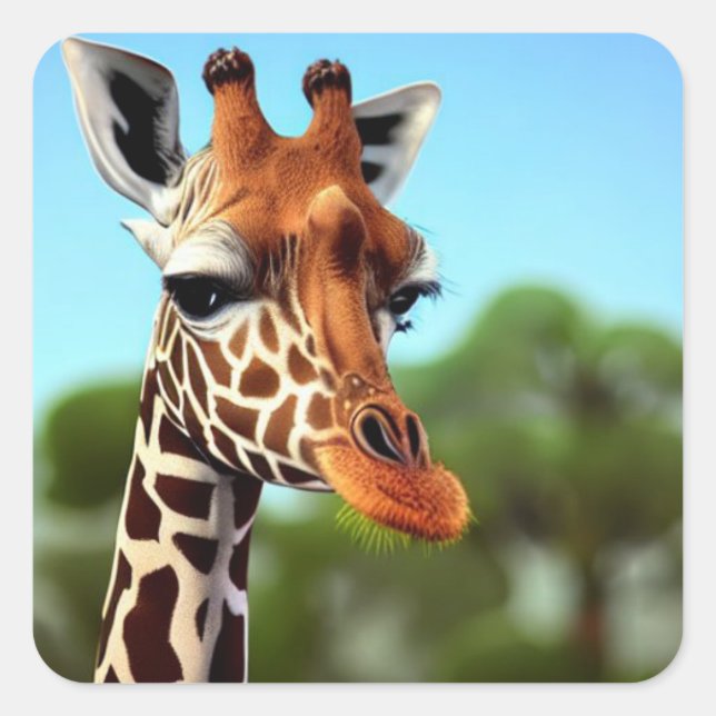 Pegatina Cuadrada Cute Giraffe (Anverso)