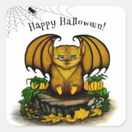 Pegatina Cuadrada Cute Halloween Bat