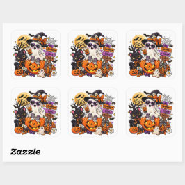 Pegatina Cuadrada Cute Halloween Ghost Sticker | Vibraciones Espeluz