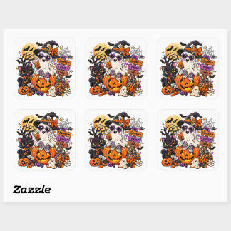Pegatina Cuadrada Cute Halloween Ghost Sticker | Vibraciones Espeluz