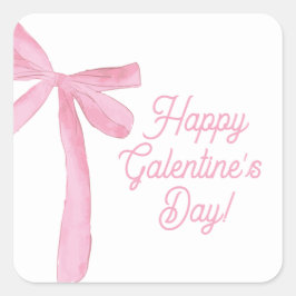 Pegatina Cuadrada Cute Happy Galentine's day Pink Ribbons Bows