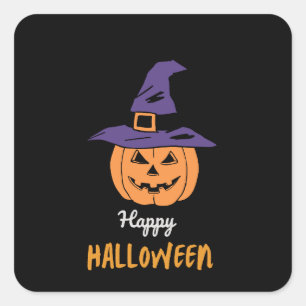 Pegatina Cuadrada Cute Happy Halloween Sticker Calabaza Espeluznan