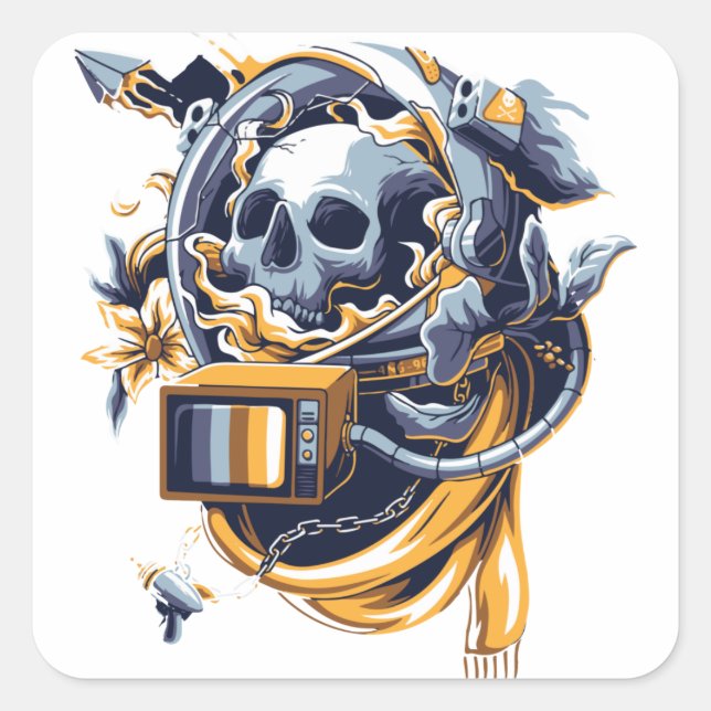 Pegatina Cuadrada Cute Happy Halloween Stikers (Anverso)